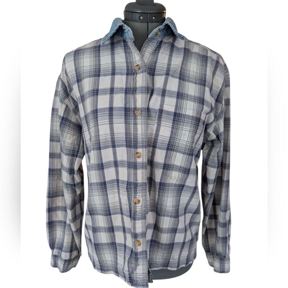 Women's Vintage 90s Plaid Denim Shirt